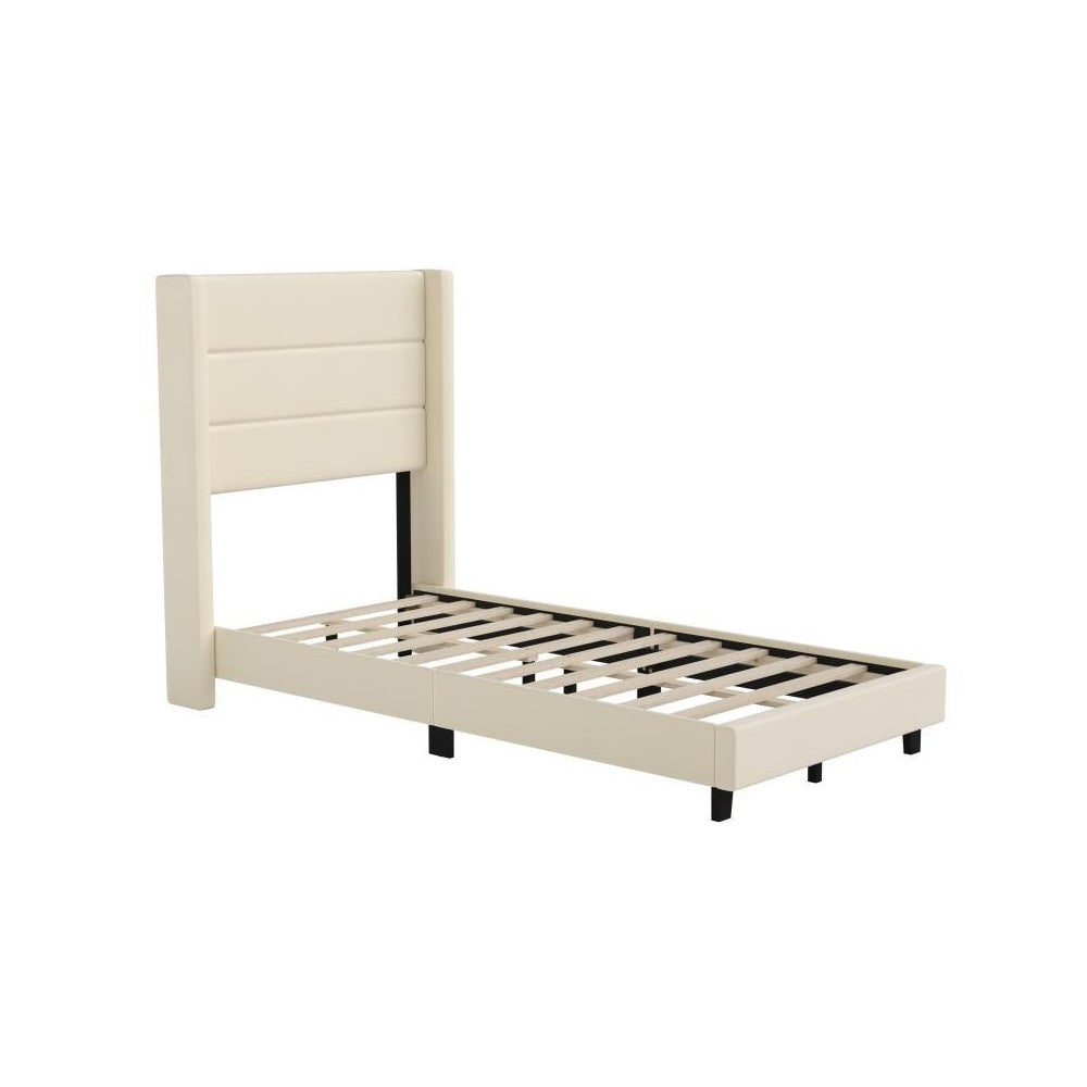 Beige Twin Platform Bed