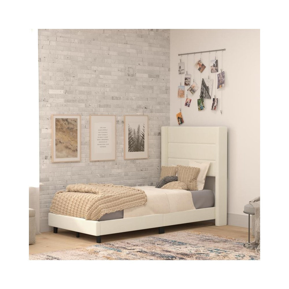 Beige Twin Platform Bed