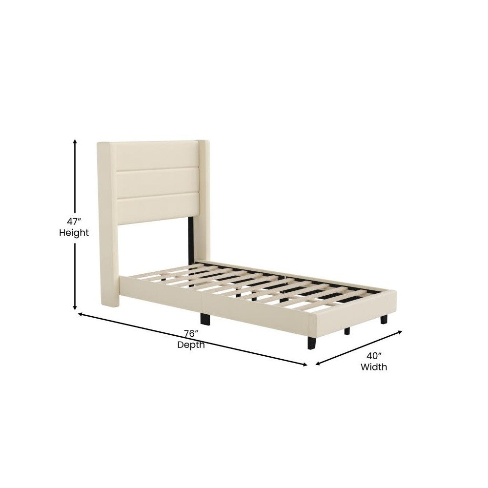 Beige Twin Platform Bed