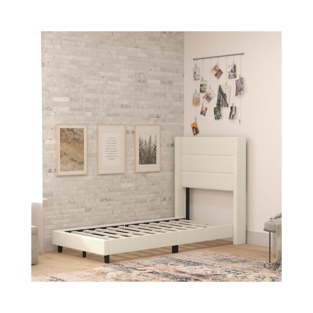 Beige Twin Platform Bed