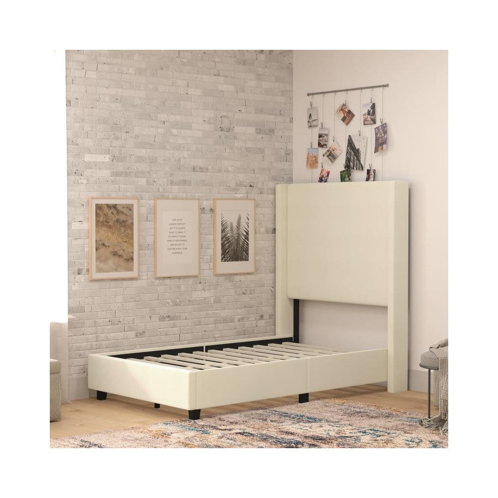 Beige Twin Size Platform Bed