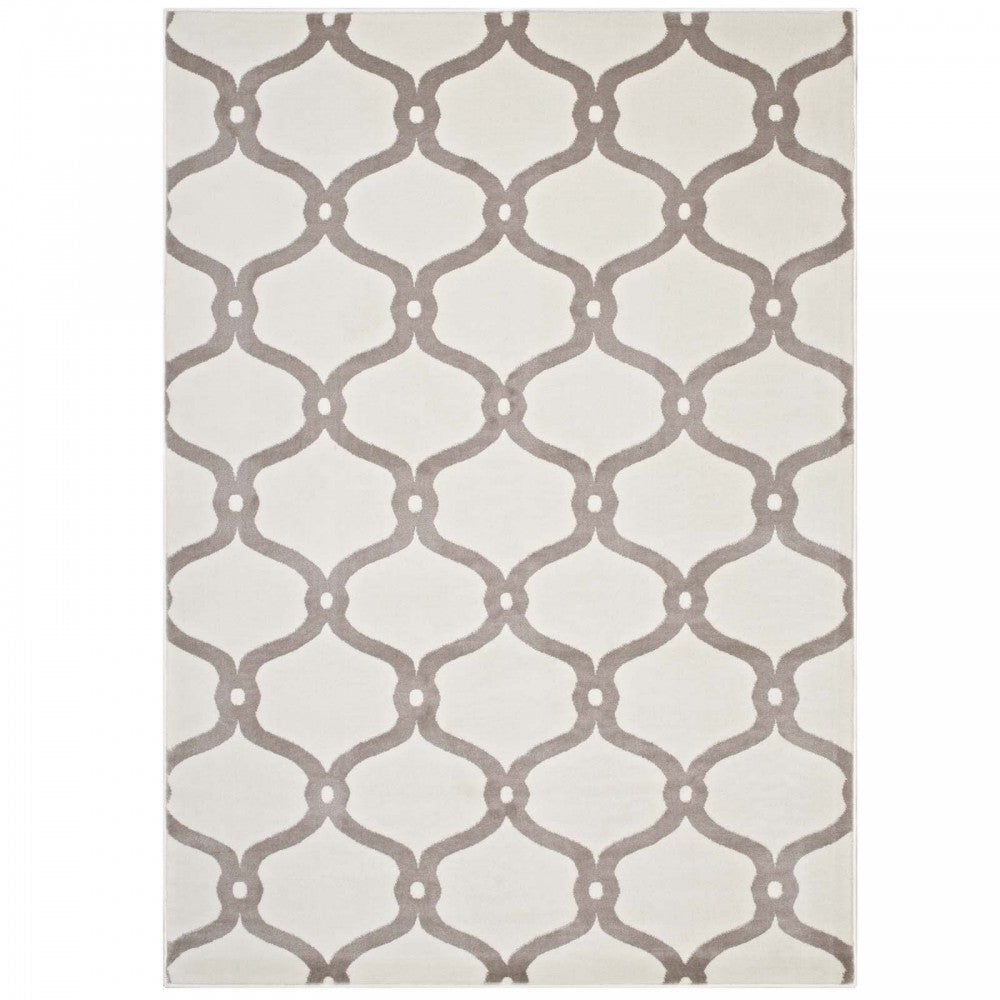 Beltara Chain Link Transitional Trellis 5x8 Area Rug, Beige and Ivory