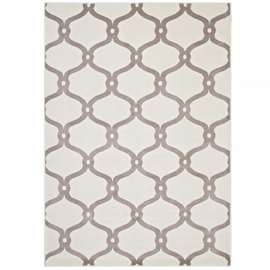 Beltara Chain Link Transitional Trellis 5x8 Area Rug, Beige and Ivory