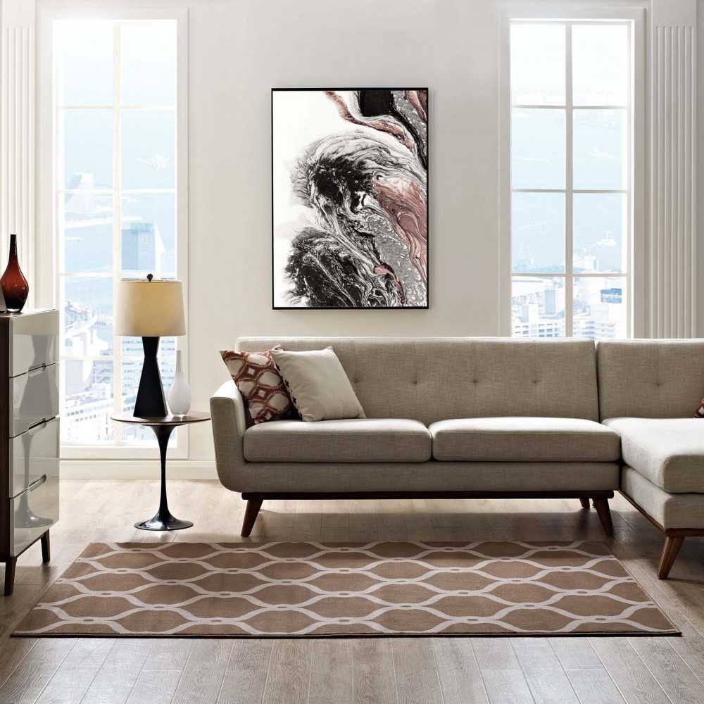 Beltara Chain Link Transitional Trellis 5x8 Area Rug, Dark Tan and Beige