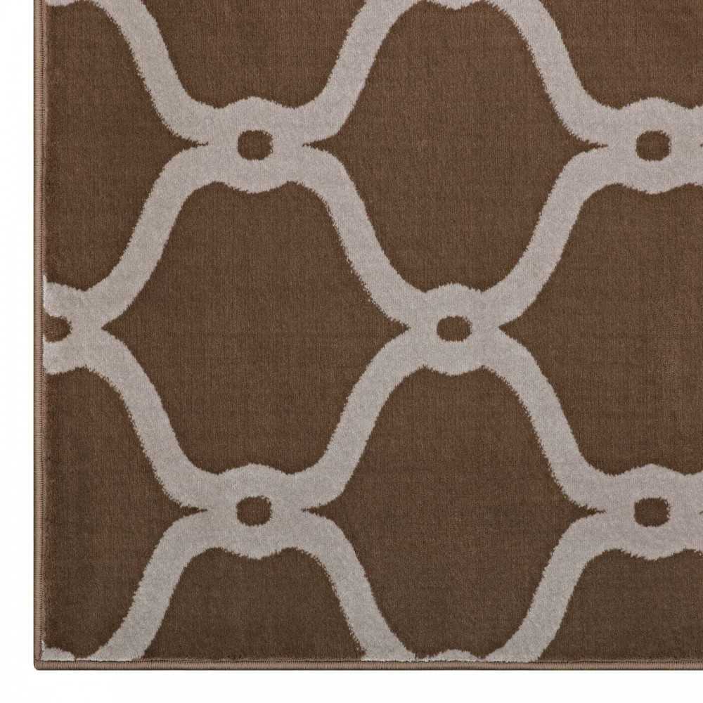 Beltara Chain Link Transitional Trellis 5x8 Area Rug, Dark Tan and Beige