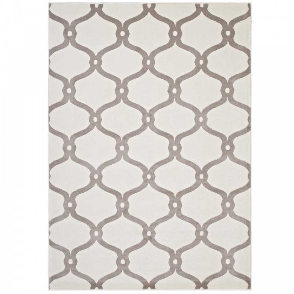 Beltara Chain Link Transitional Trellis 8x10 Area Rug, Beige and Ivory
