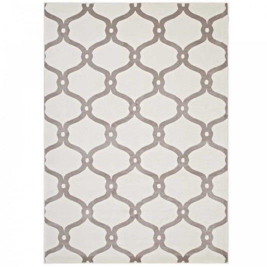 Beltara Chain Link Transitional Trellis 8x10 Area Rug, Beige and Ivory