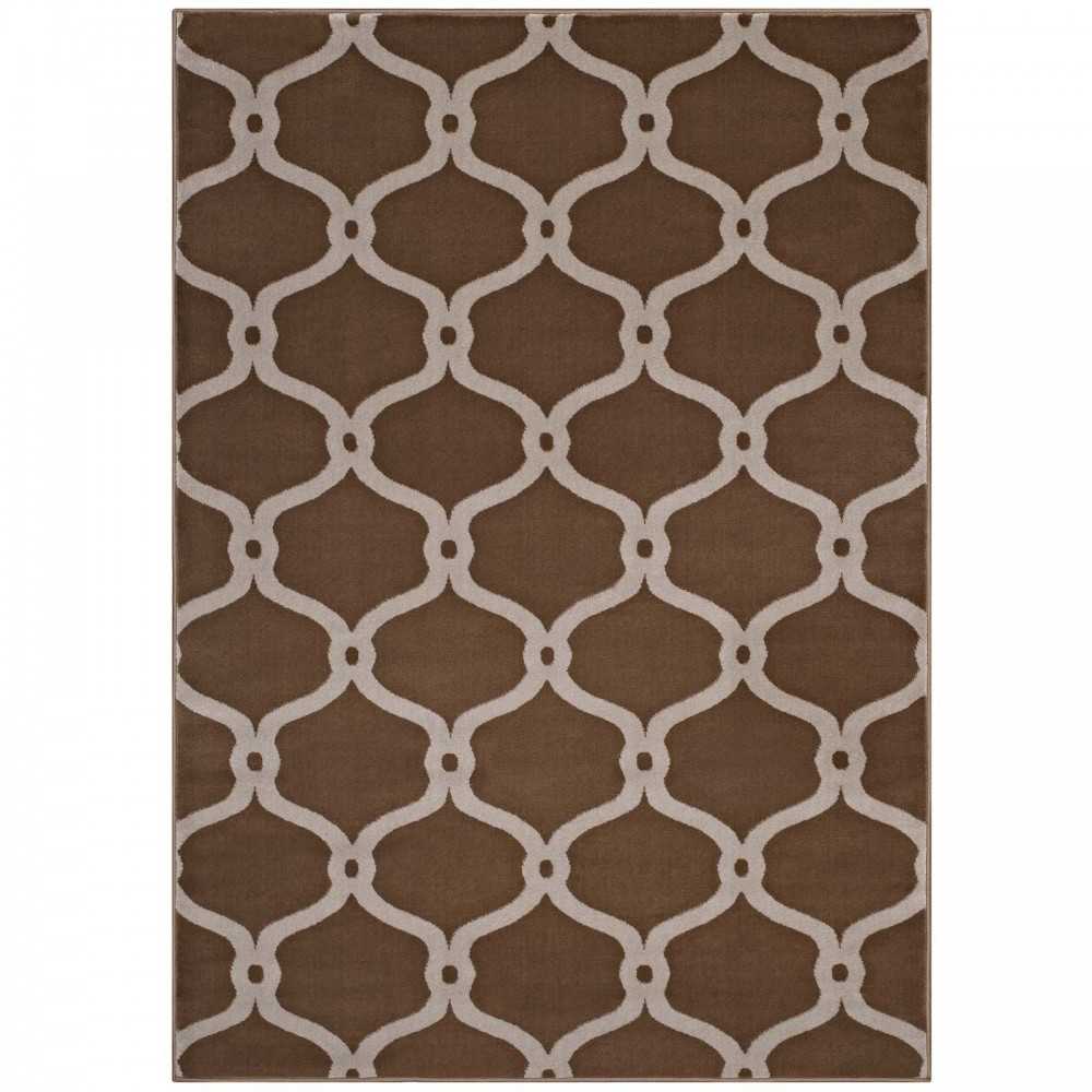 Beltara Chain Link Transitional Trellis 8x10 Area Rug, Dark Tan and Beige