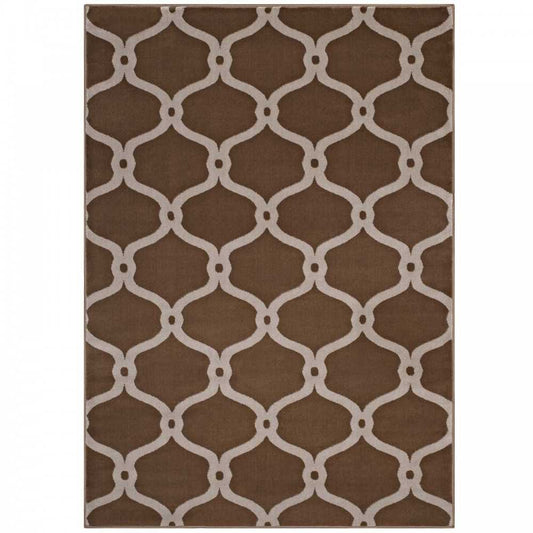 Beltara Chain Link Transitional Trellis 8x10 Area Rug, Dark Tan and Beige