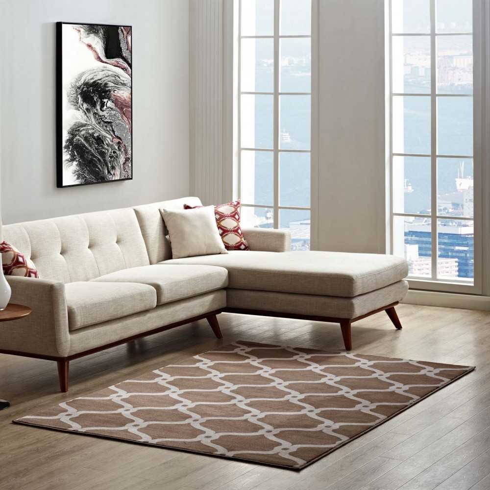 Beltara Chain Link Transitional Trellis 8x10 Area Rug, Dark Tan and Beige