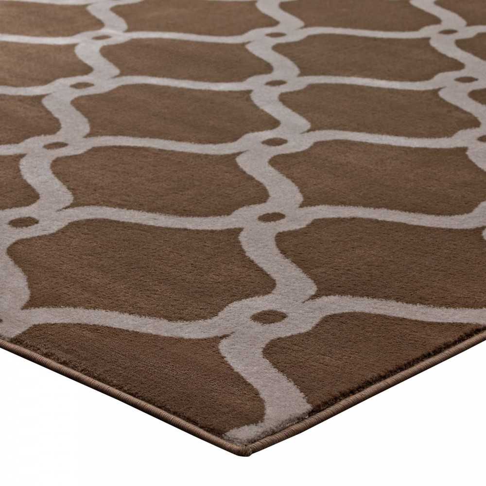 Beltara Chain Link Transitional Trellis 8x10 Area Rug, Dark Tan and Beige