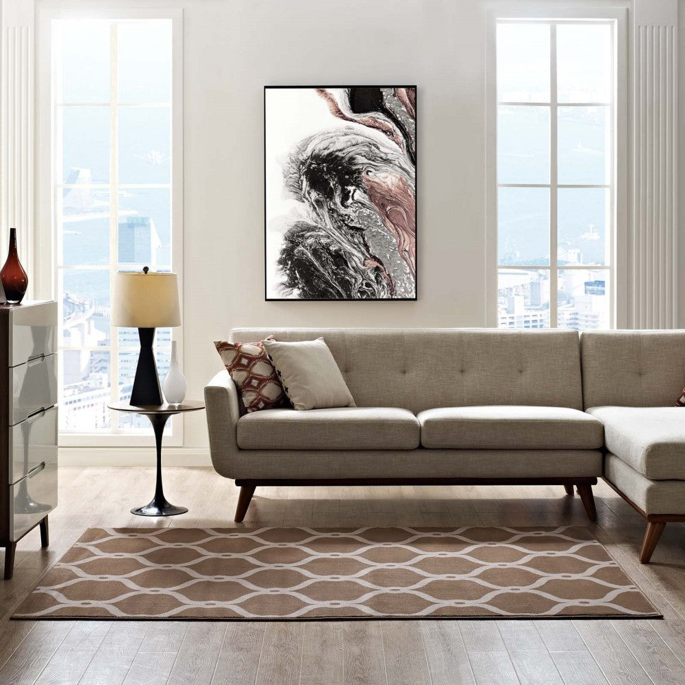 Beltara Chain Link Transitional Trellis 8x10 Area Rug, Dark Tan and Beige