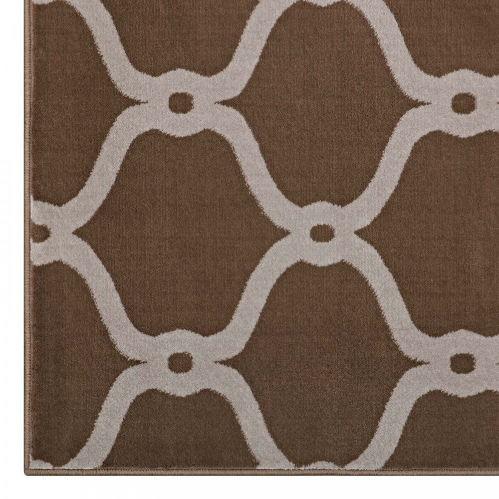 Beltara Chain Link Transitional Trellis 8x10 Area Rug, Dark Tan and Beige