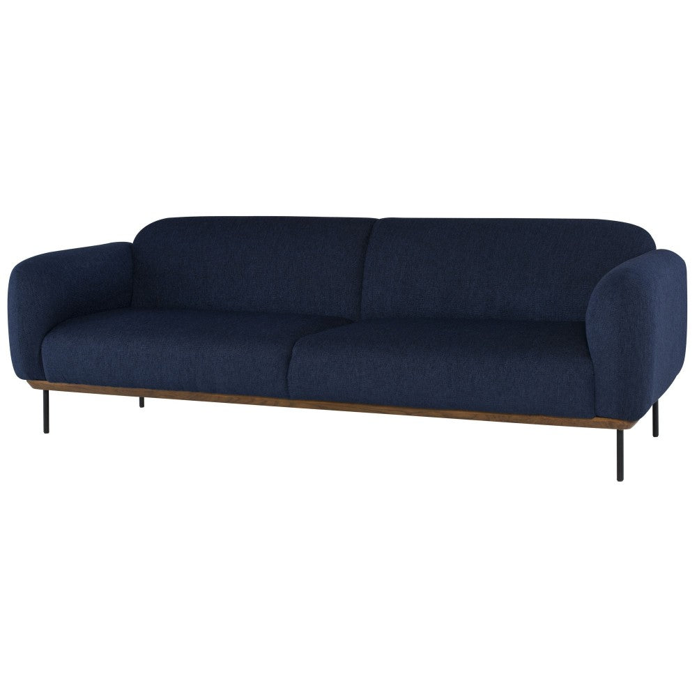 Benson True Blue Fabric Triple Seat Sofa