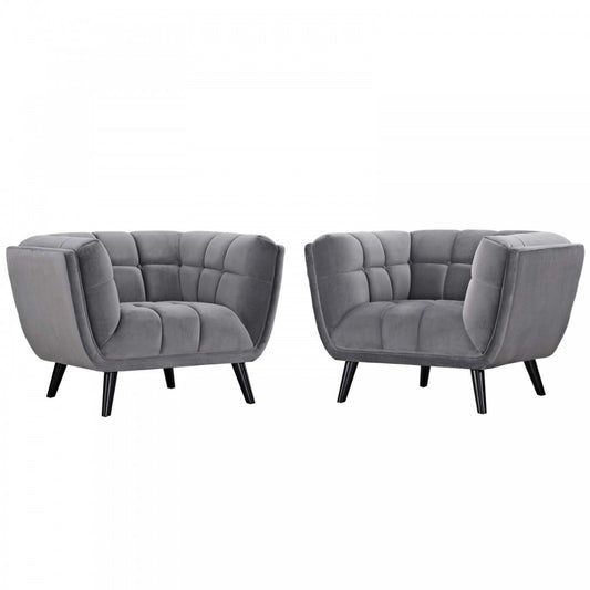Bestow 2 Piece Performance Velvet Armchair Set, Gray
