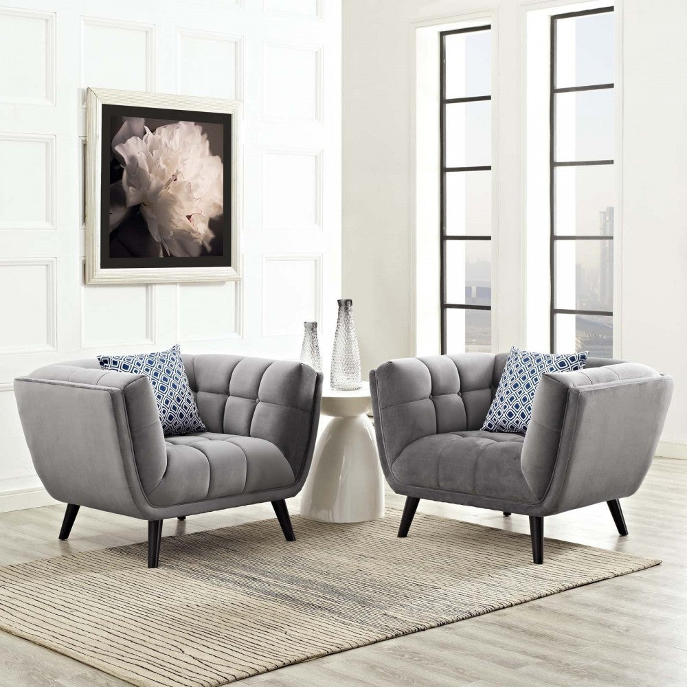 Bestow 2 Piece Performance Velvet Armchair Set, Gray