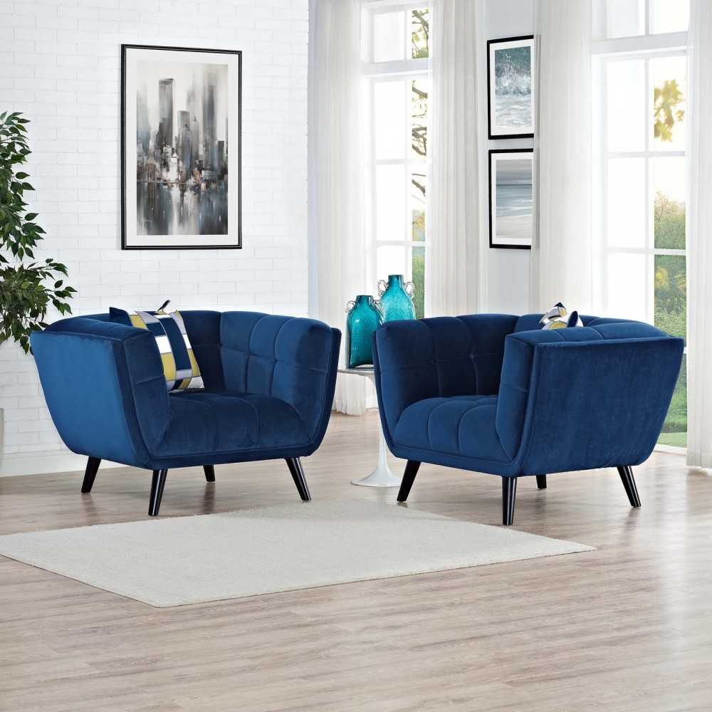 Bestow 2 Piece Performance Velvet Armchair Set, Navy
