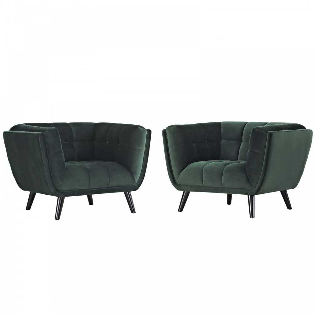 Bestow 2 Piece Performance Velvet Armchair Set, Green