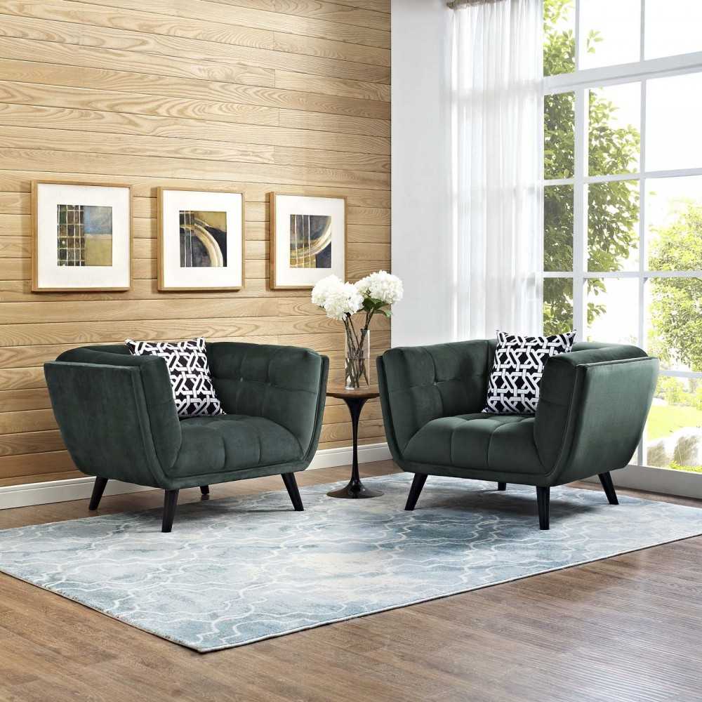 Bestow 2 Piece Performance Velvet Armchair Set, Green