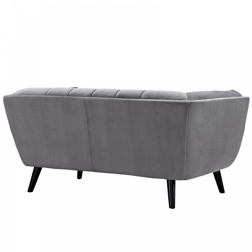 Bestow 2 Piece Performance Velvet Loveseat and Armchair Set, Gray
