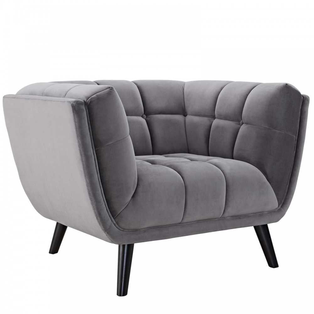 Bestow 2 Piece Performance Velvet Loveseat and Armchair Set, Gray