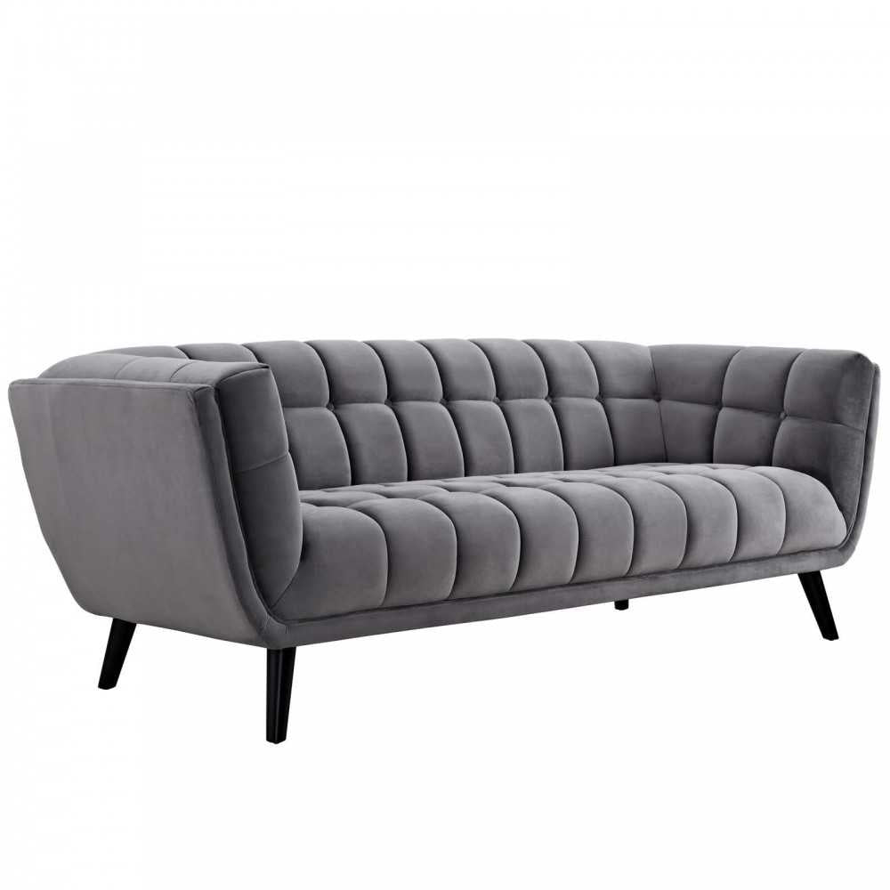 Bestow 2 Piece Performance Velvet Sofa and Armchair Set, Gray