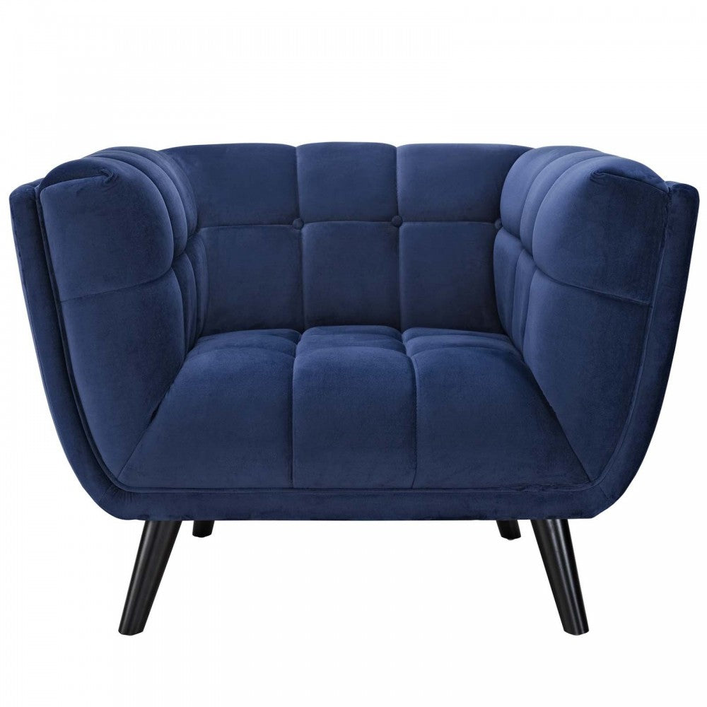 Bestow 2 Piece Performance Velvet Sofa and Armchair Set, Navy