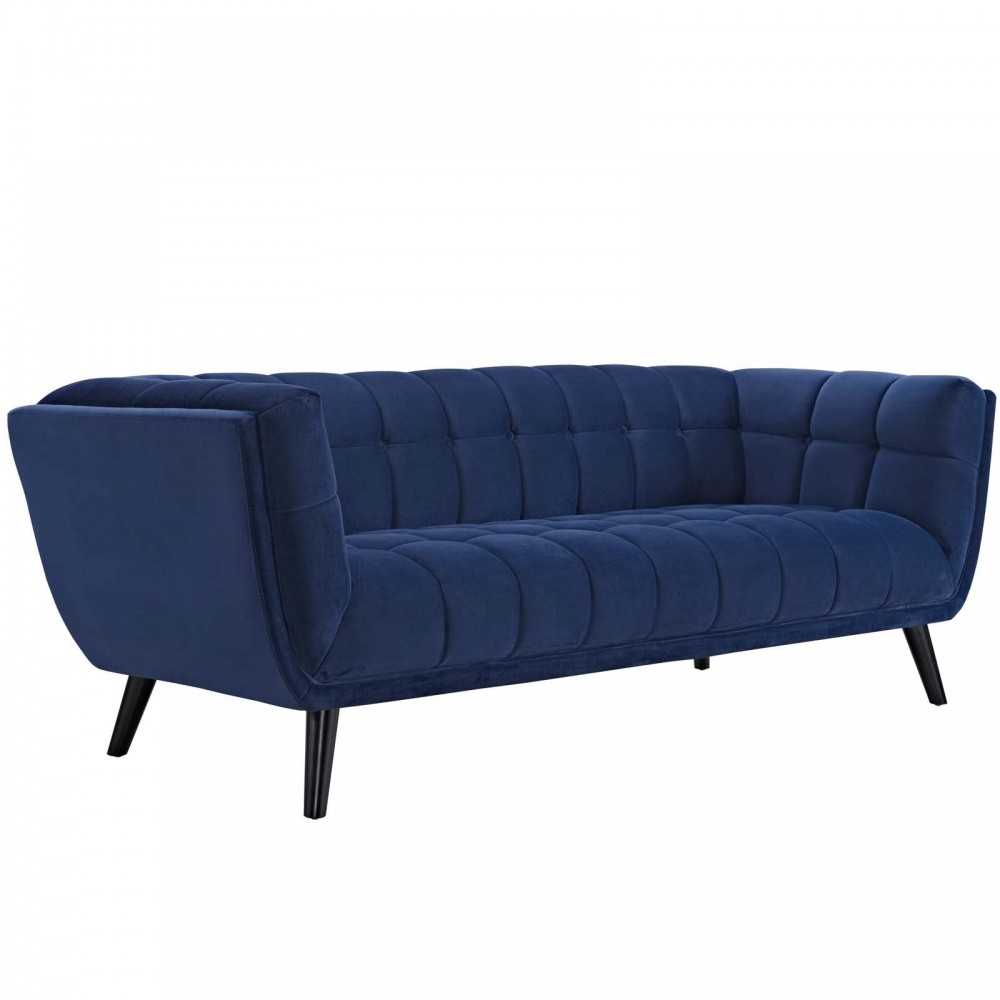 Bestow 2 Piece Performance Velvet Sofa and Armchair Set, Navy