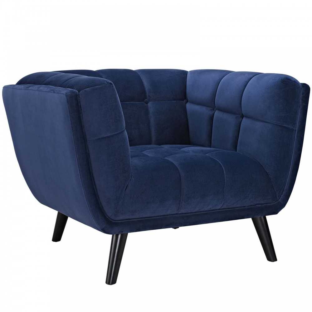 Bestow 2 Piece Performance Velvet Sofa and Armchair Set, Navy