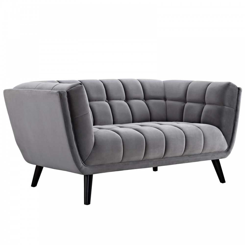 Bestow 2 Piece Performance Velvet Sofa and Loveseat Set, Gray