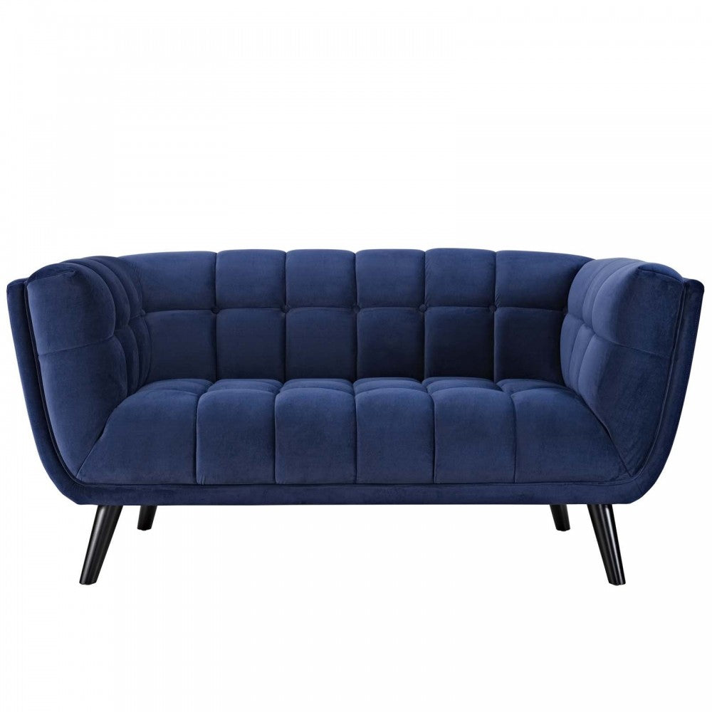 Bestow 2 Piece Performance Velvet Sofa and Loveseat Set, Navy