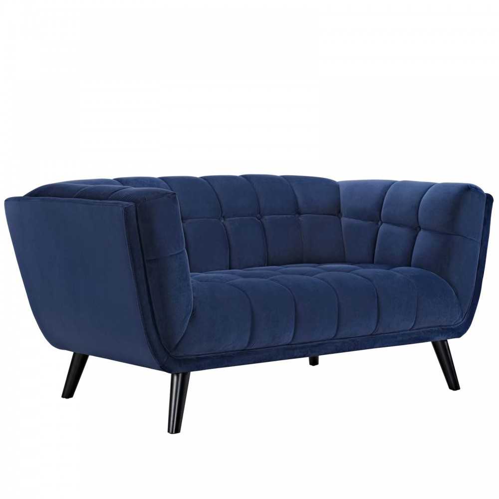 Bestow 2 Piece Performance Velvet Sofa and Loveseat Set, Navy