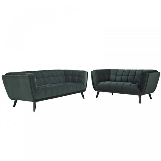 Bestow 2 Piece Performance Velvet Sofa and Loveseat Set, Green