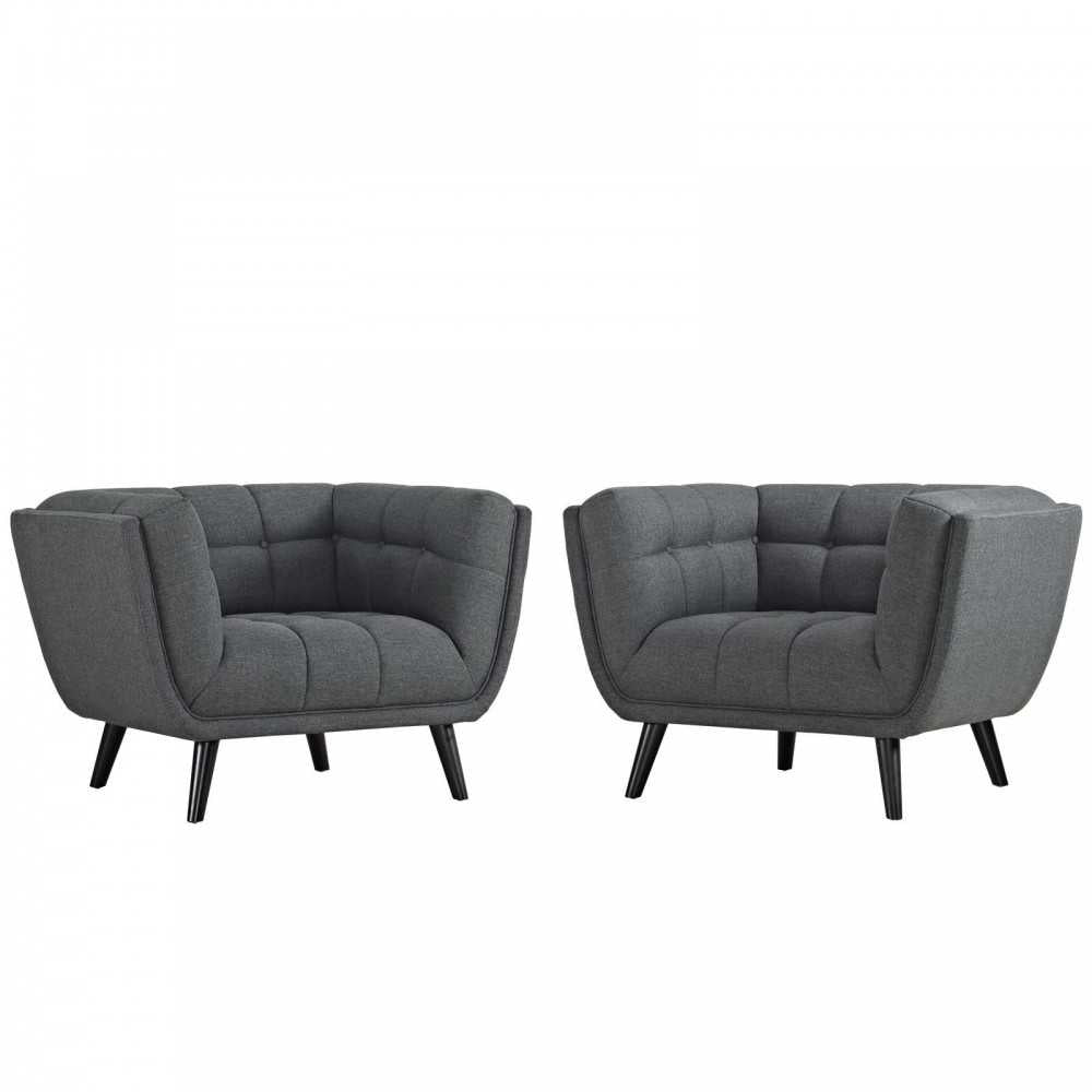 Bestow 2 Piece Upholstered Fabric Armchair Set, Gray