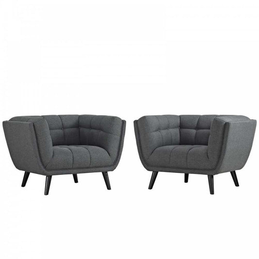 Bestow 2 Piece Upholstered Fabric Armchair Set, Gray