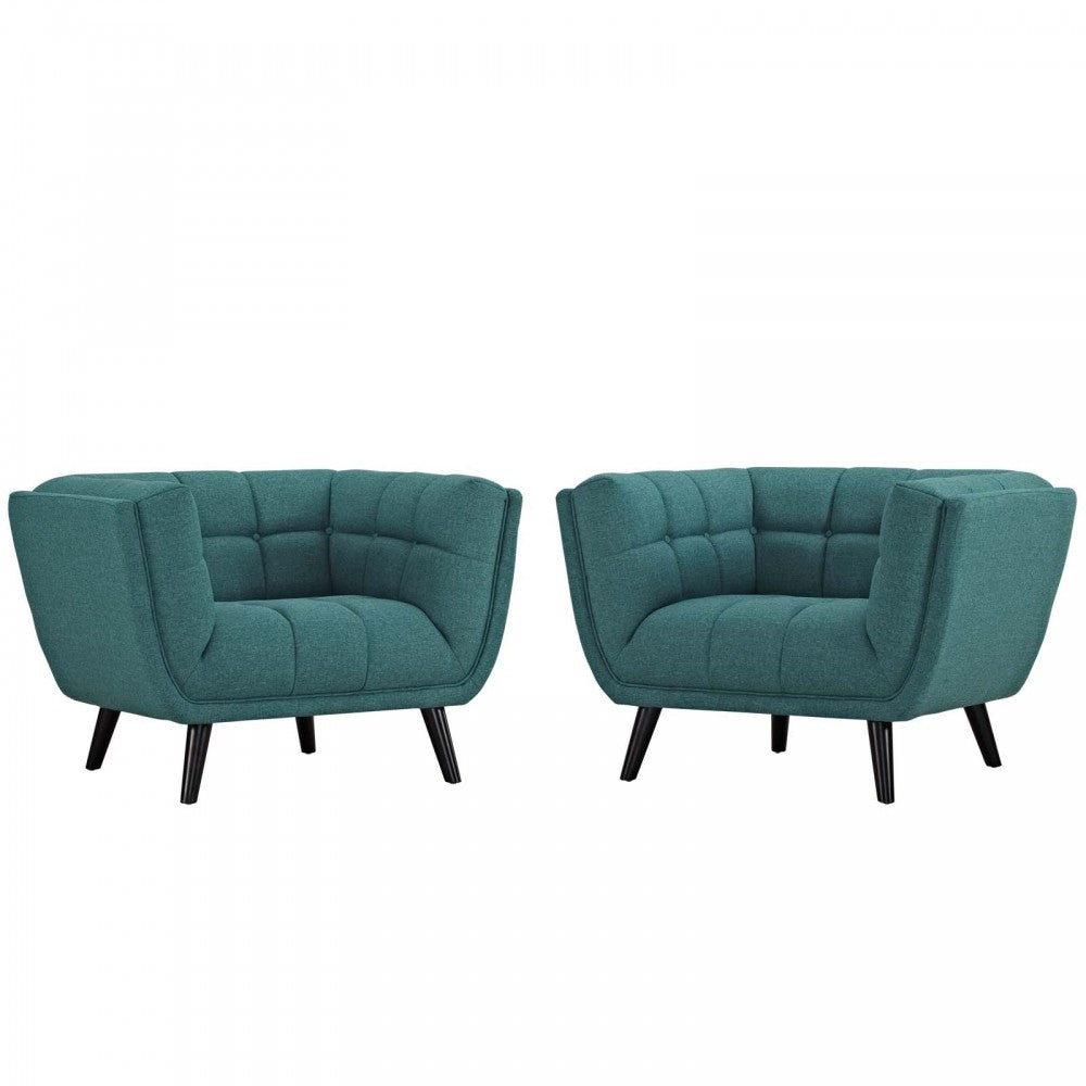 Bestow 2 Piece Upholstered Fabric Armchair Set, Teal