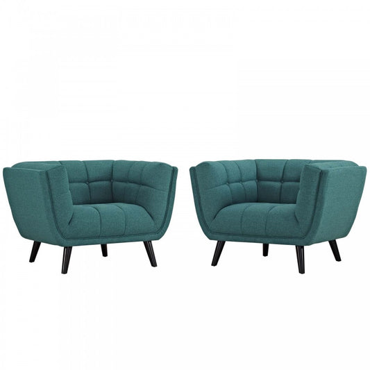 Bestow 2 Piece Upholstered Fabric Armchair Set, Teal