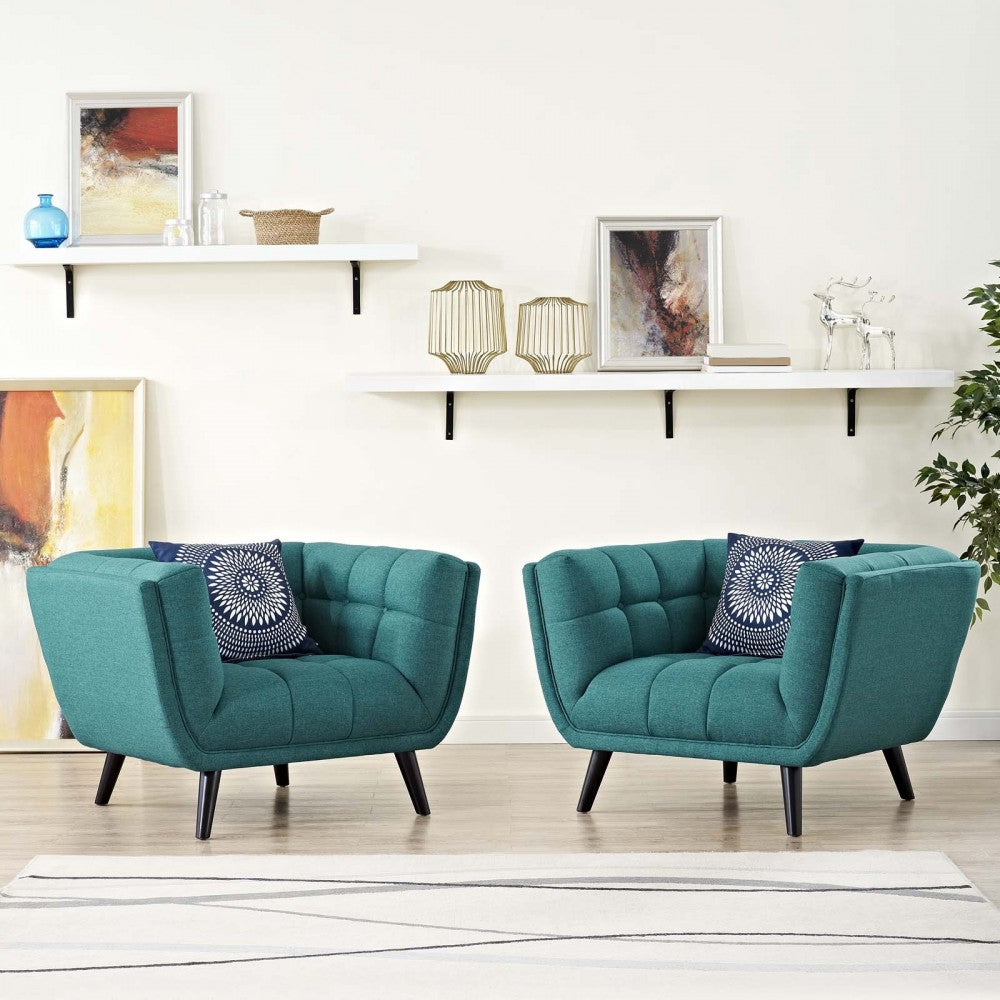 Bestow 2 Piece Upholstered Fabric Armchair Set, Teal