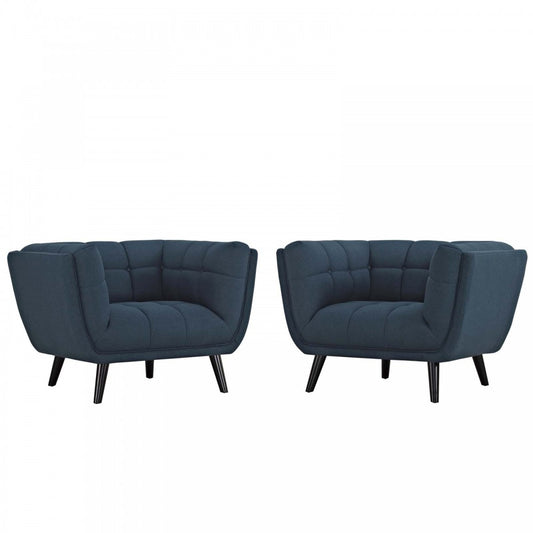 Bestow 2 Piece Upholstered Fabric Armchair Set, Blue