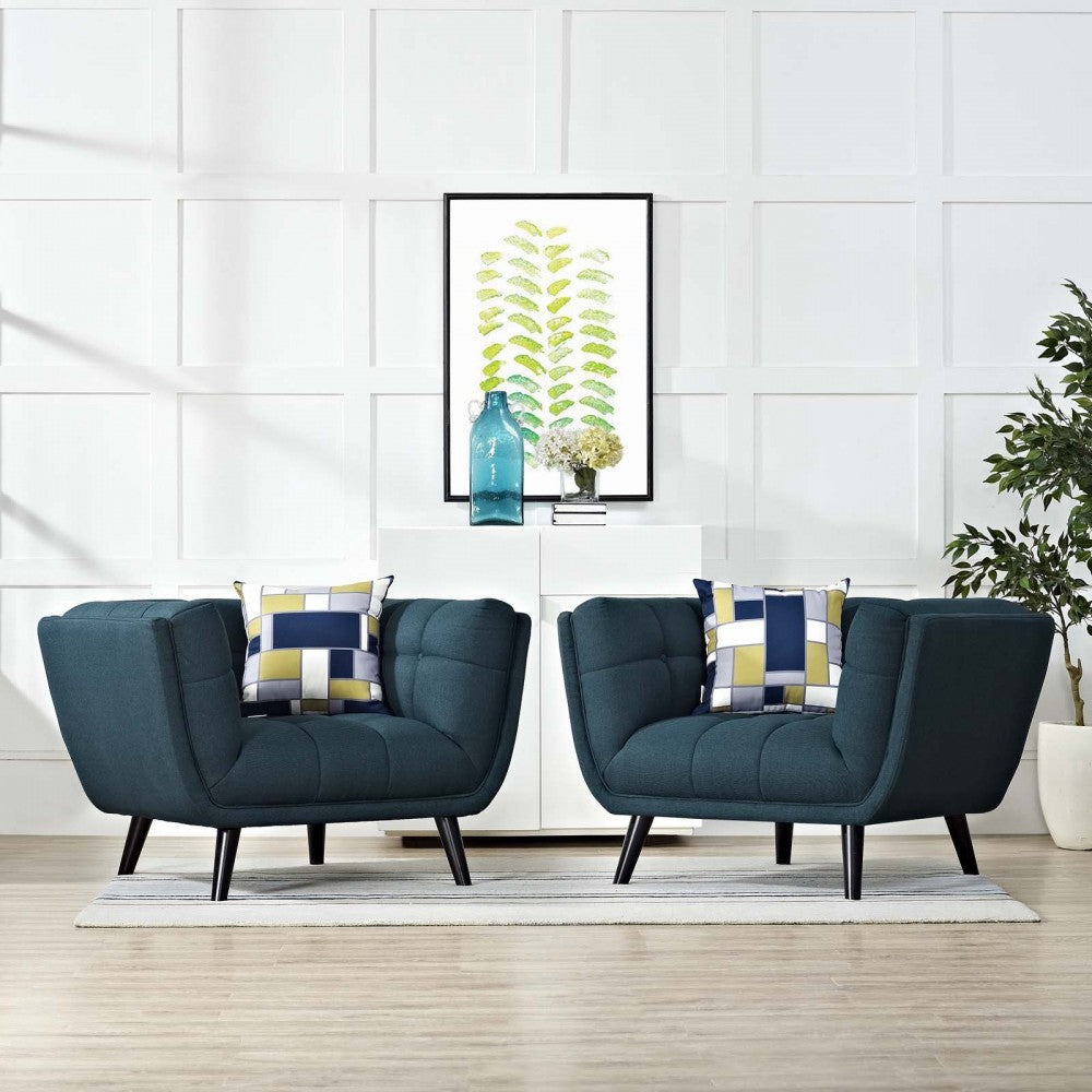Bestow 2 Piece Upholstered Fabric Armchair Set, Blue