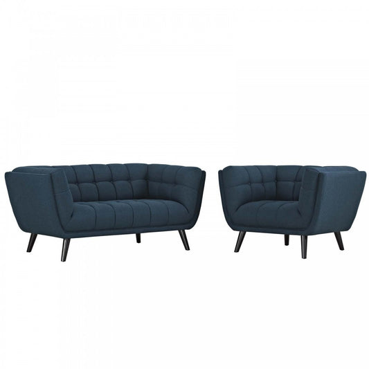 Bestow 2 Piece Upholstered Fabric Loveseat and Armchair Set, Gray, EEI-2972-BLU-SET