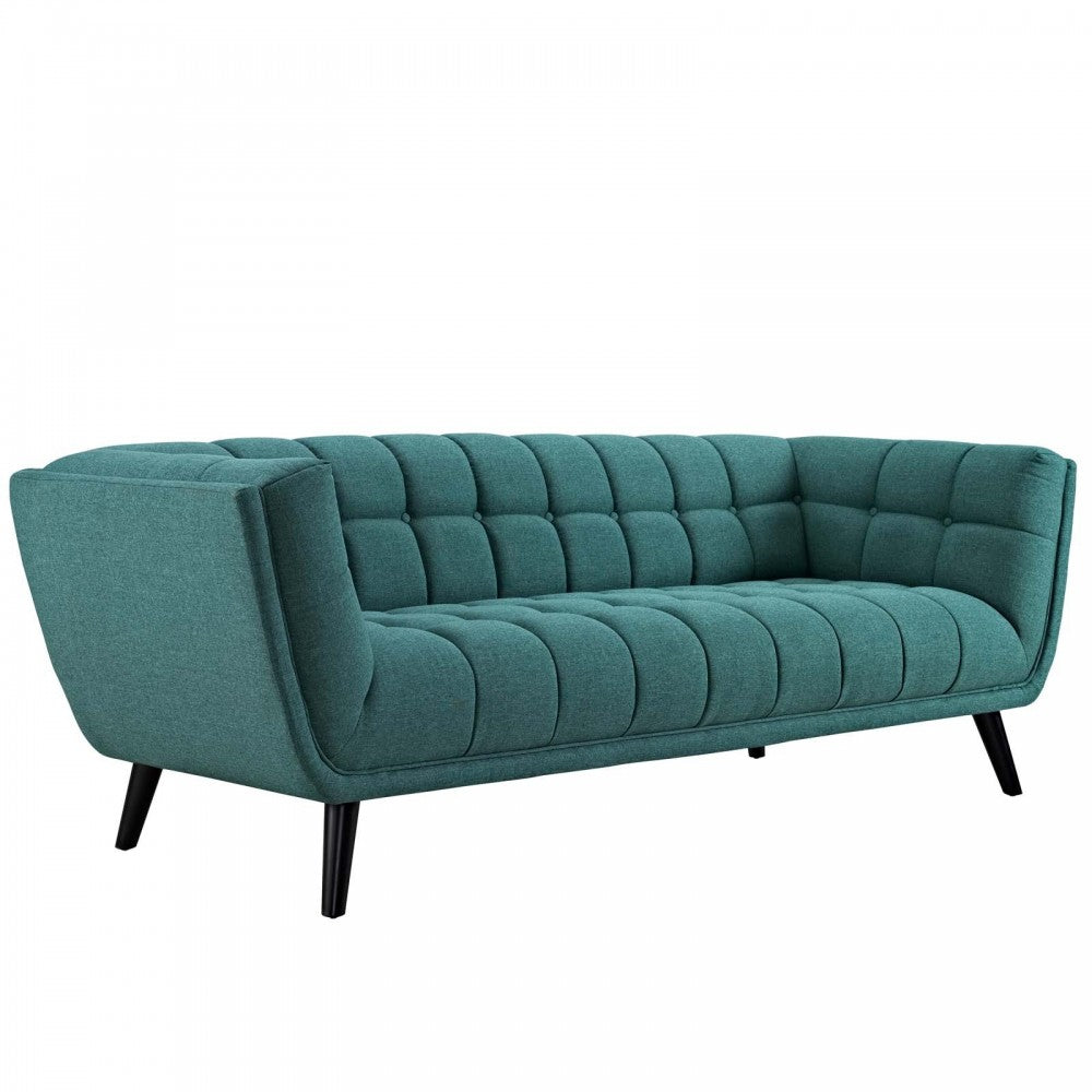 Bestow 3 Piece Upholstered Fabric Sofa Loveseat and Armchair Set, Teal