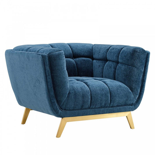 Bestow Crushed Performance Velvet Armchair, Navy