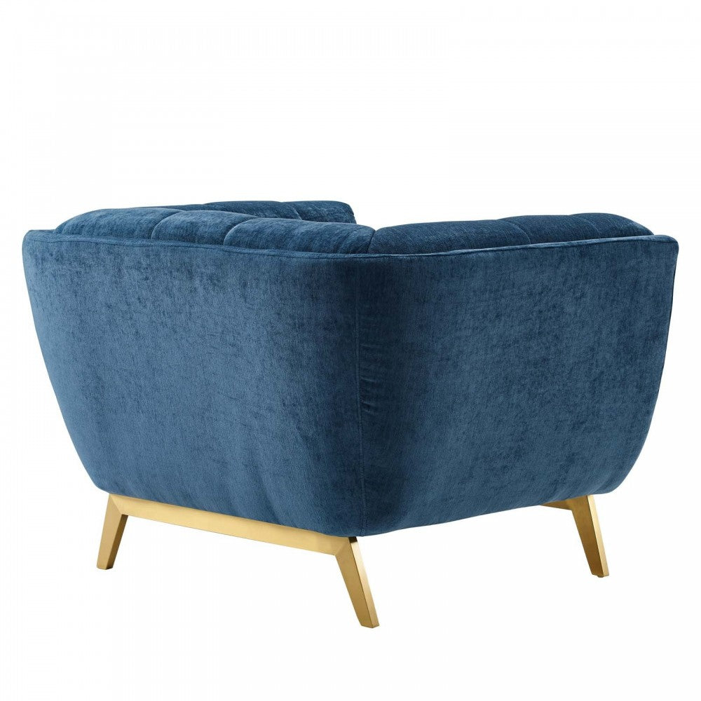 Bestow Crushed Performance Velvet Armchair, Navy