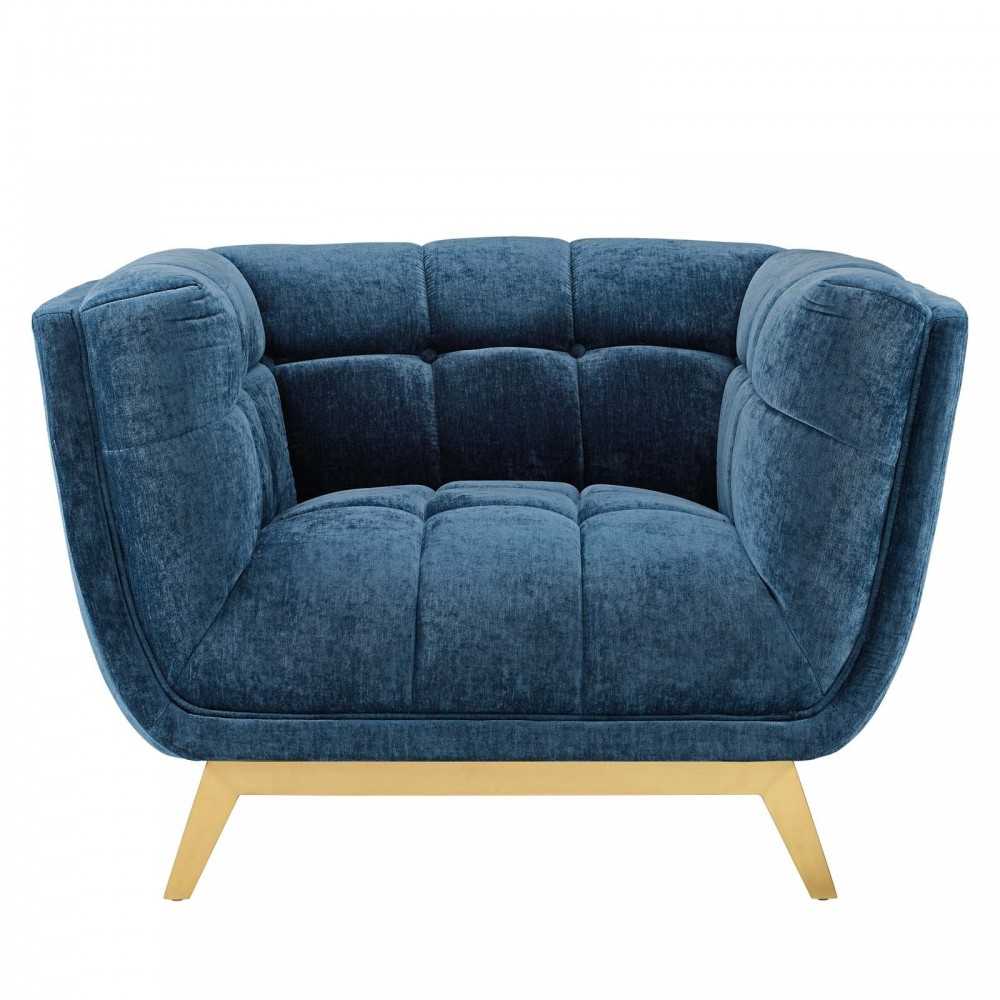 Bestow Crushed Performance Velvet Armchair, Navy