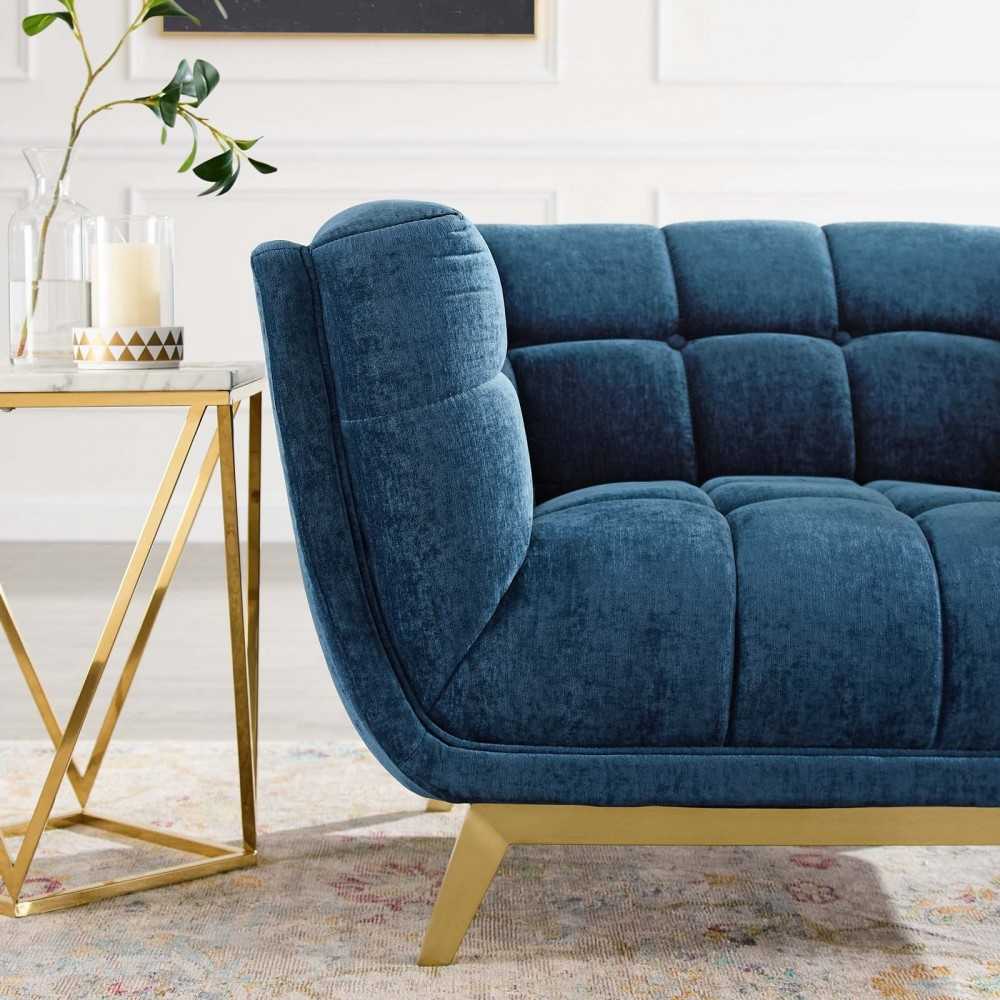 Bestow Crushed Performance Velvet Armchair, Navy