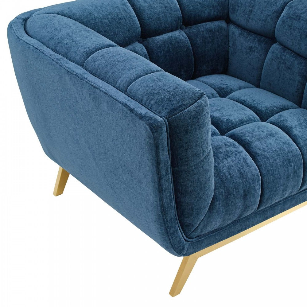 Bestow Crushed Performance Velvet Armchair, Navy