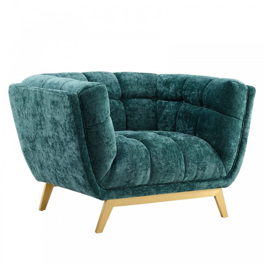 Bestow Crushed Performance Velvet Armchair, Teal