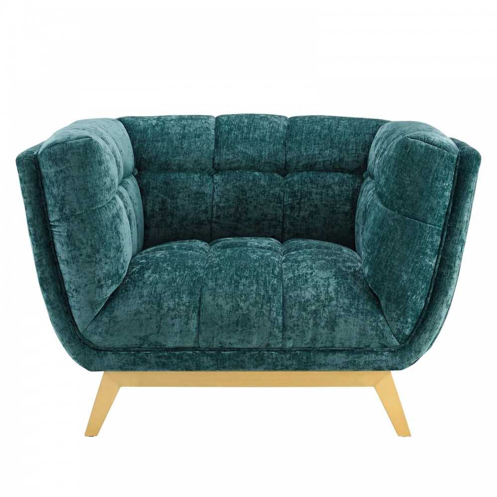 Bestow Crushed Performance Velvet Armchair, Teal
