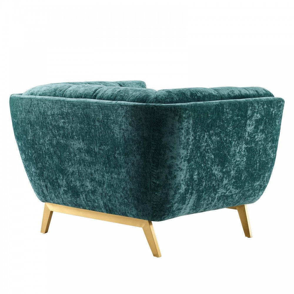 Bestow Crushed Performance Velvet Armchair, Teal
